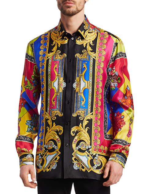 mens vintage versace silk shirts for sale